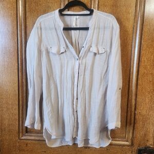 grand & greene Light Beige Button-Front Women's Shirt